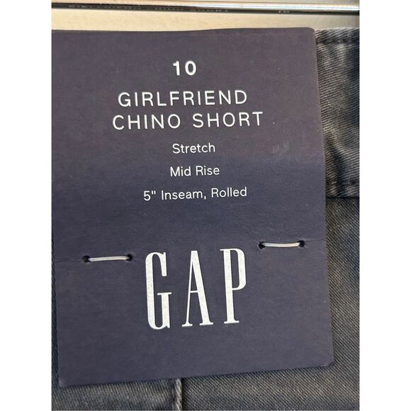 Bundle of 2 NWT GAP Girlfriend Chino Shorts Sz 10 Gray & Navy Minimalist - Picture 7 of 13
